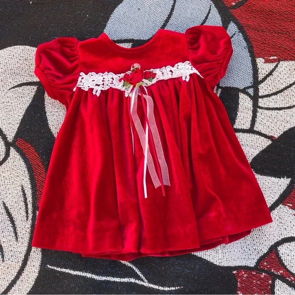 Rare Editions Dresses Vintage Rare Editions Red Velvet Lace
